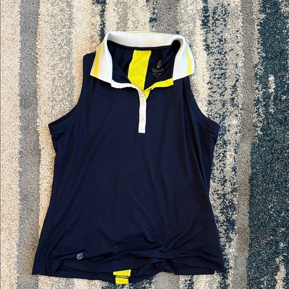 Gg Blue Other - Navy and Yellow Women's Golf/ collard Top